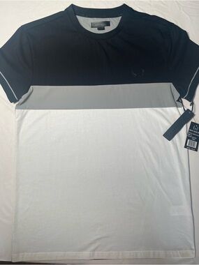 Nick Danger Short Sleeve Colorblock Crew Tee in Black, Gray & White